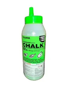 TAJIMA Micro Chalk - Fluorescent Green 32-oz (907g) Ultra-Fine Snap-Line Chalk with Durable Bottle & Easy-Fill Nozzle - PLC2-FG900