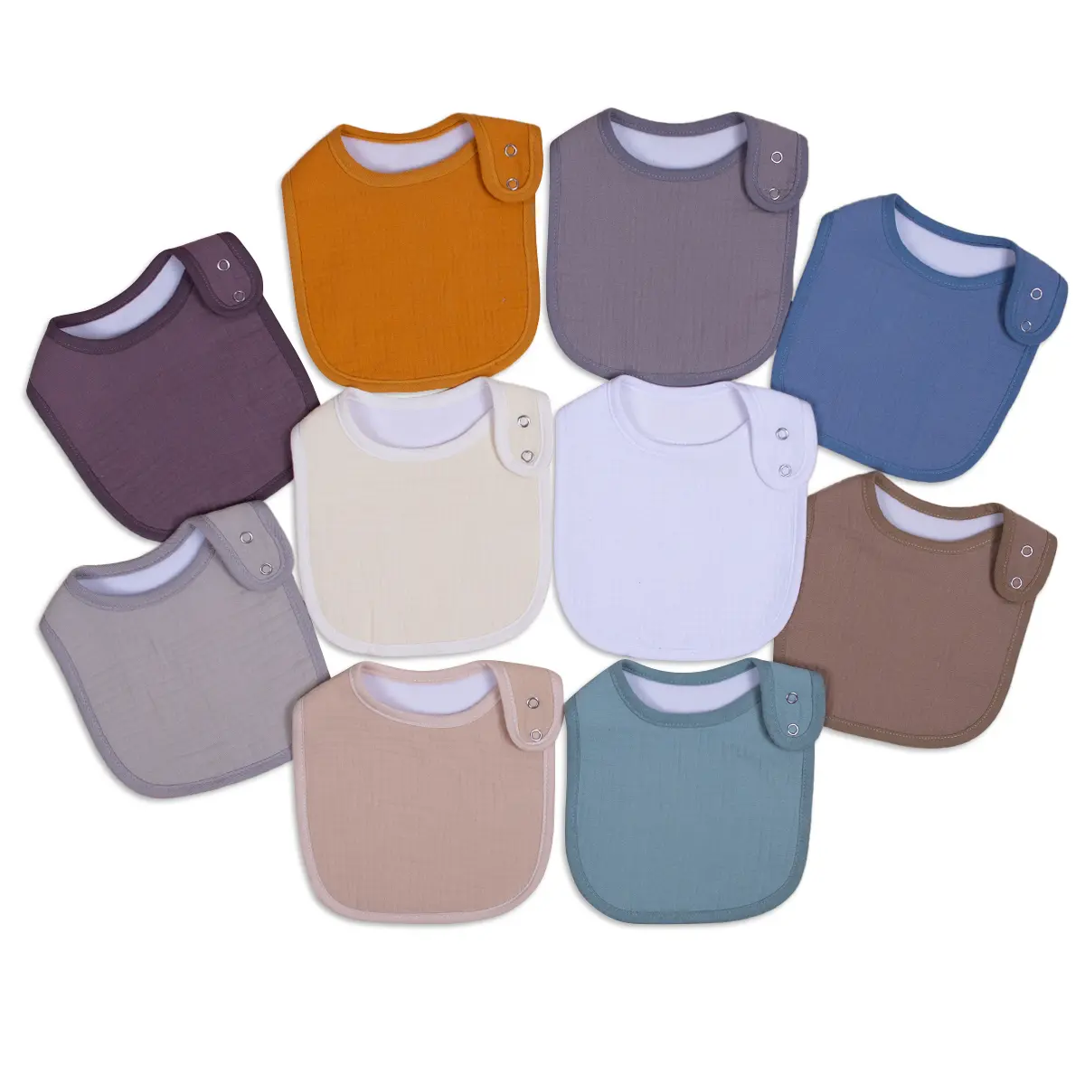 10pcs or 12pcs Adjustable Drool Bibs with Snap Closure - Soft Machine-Washable Solid Color Drool Bibs for Teething, Feeding & Mealtime, Assorted Pastel Colors, Drool Bibs |   Snap Closure Bibs |   Woven Bibs,Suitable for boys and girls,Large Size
