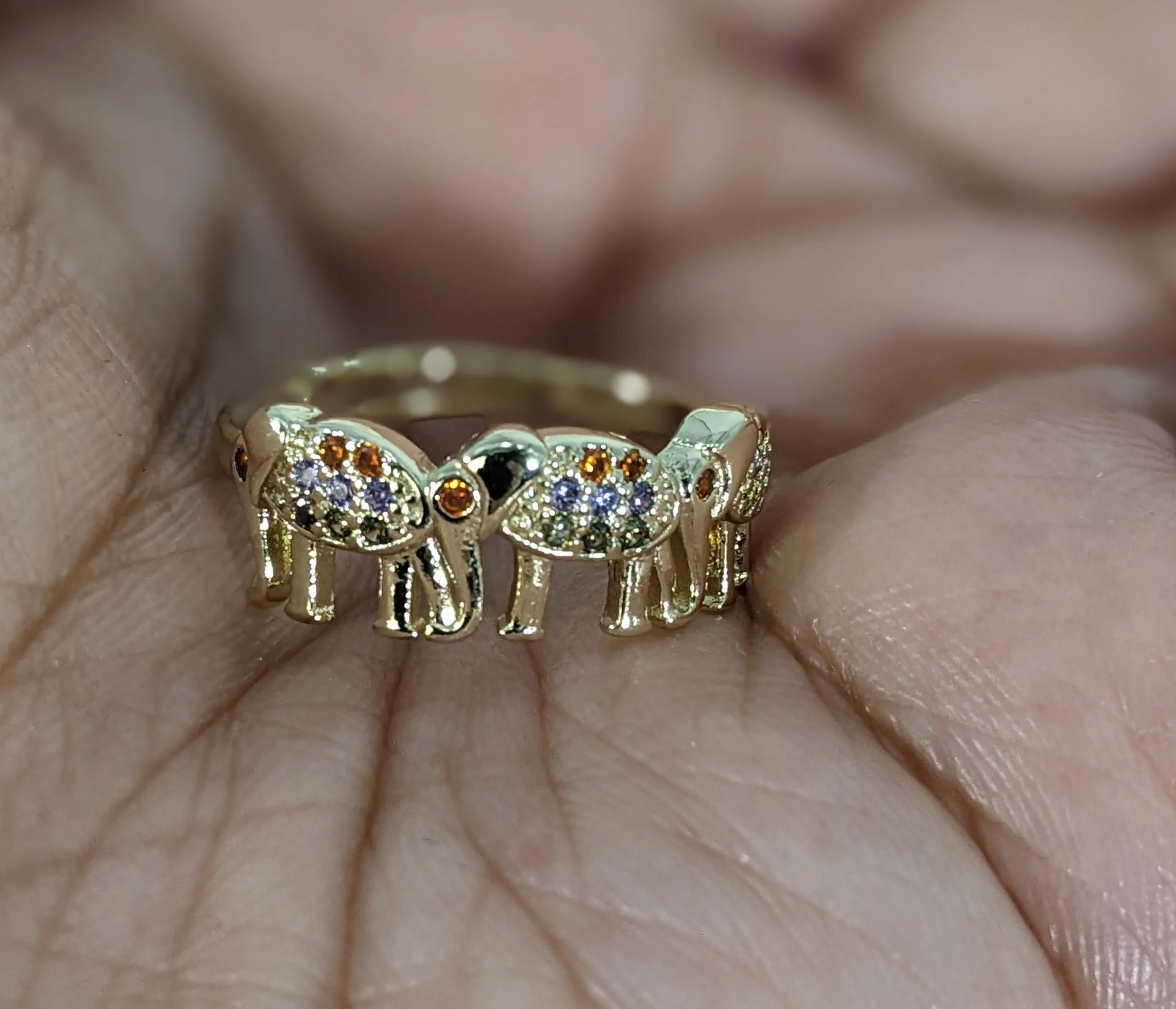 Plated Adjustable Elephant Ring