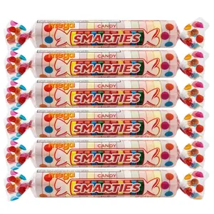 Omega Candy Extra Large Mega Smarties Hard Candy Roll 6 Pack Assorted Flavors Gift Set Gluten Free Allergen Free Individually Wrapped Delights Sweet Snack Bonbon Strawberry