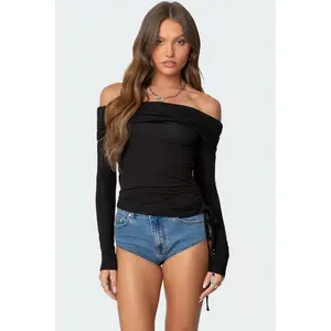 Gathered Fold Over Drawstring Top