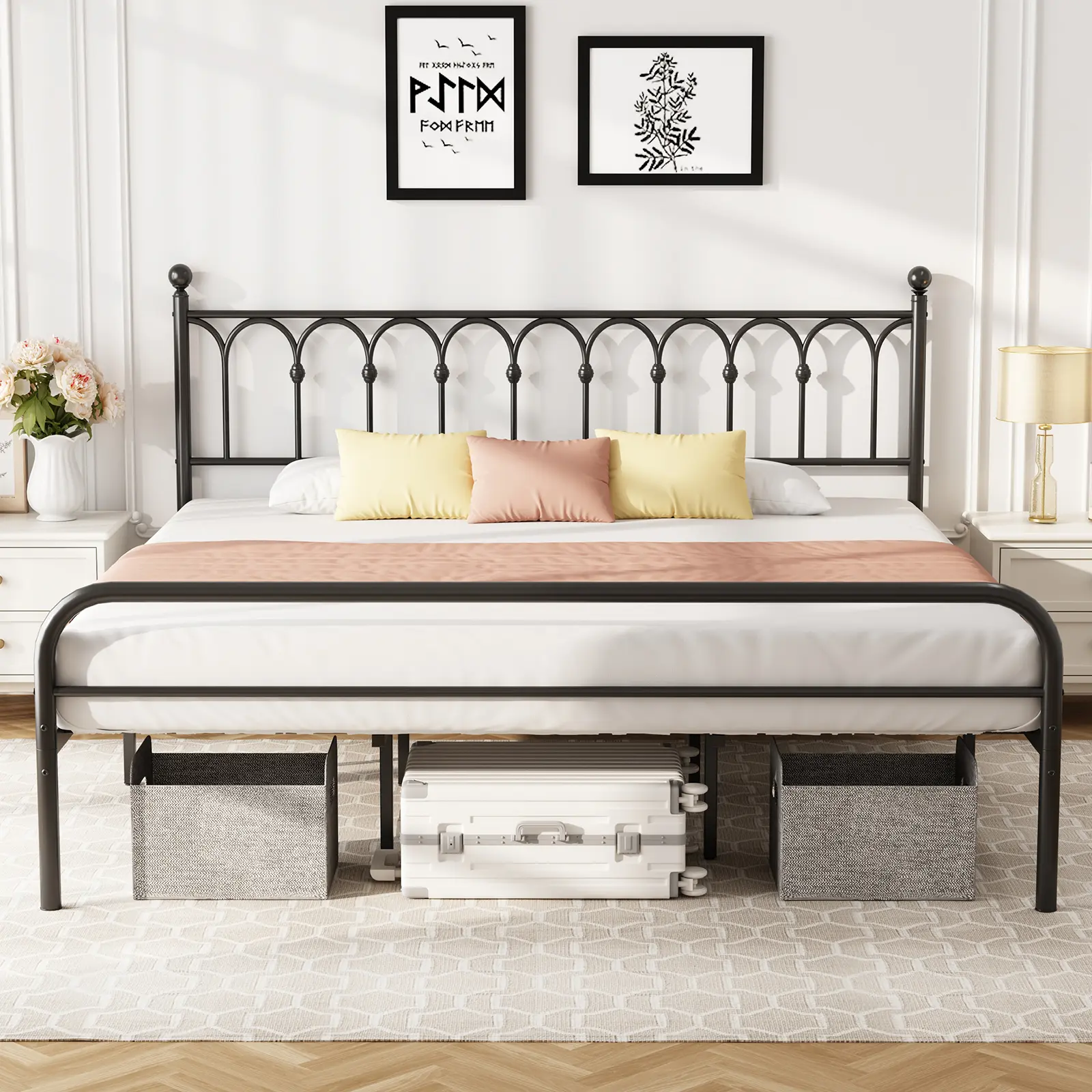 Bed Frame-Classic Metal Platform Bed Frame,Mattress Foundation with Steel Slat Support,Under Foundation Storage, Easy Assembly