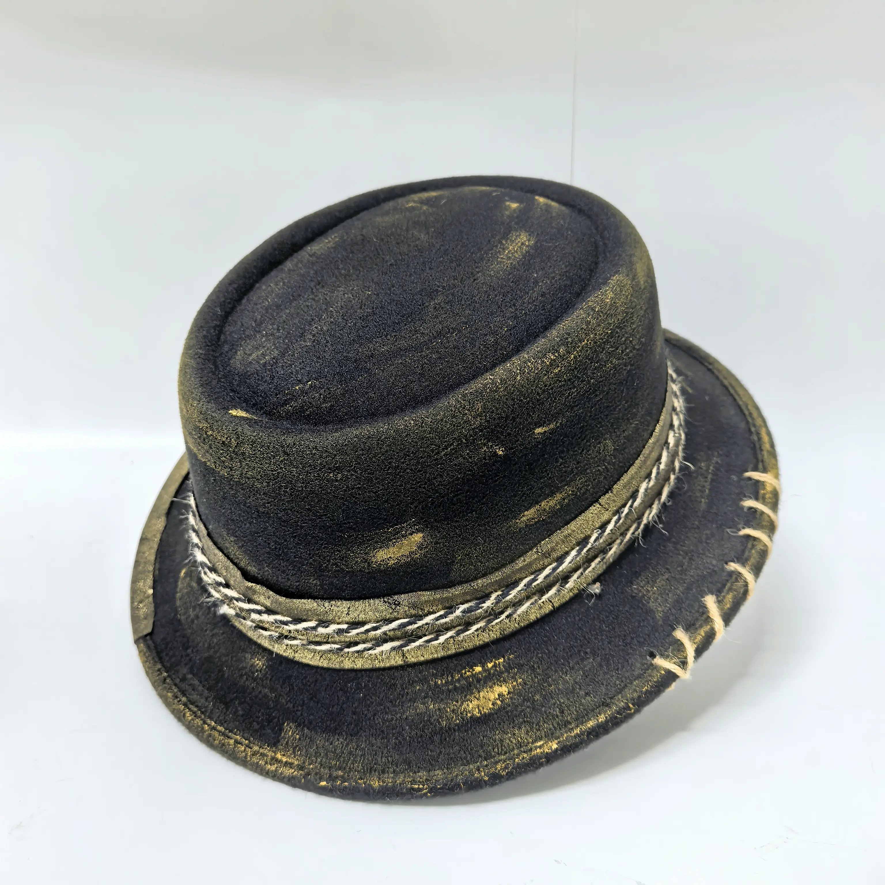 New unisex handmade Fedora hat — short-brim jazz hat, vintage pie hat, church party jazz dress hat; adjustable head circumference