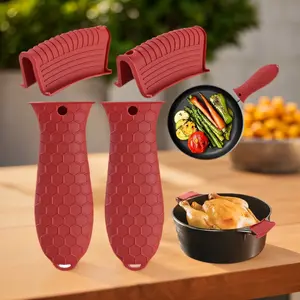 Cast Iron Handle Cover Silicone Pot Handle Cover Heat-resistant and Anti Slip Frying Pan Handle Cover Thickened Combination Pot Handle Suitable for Mobile Pots and Baking