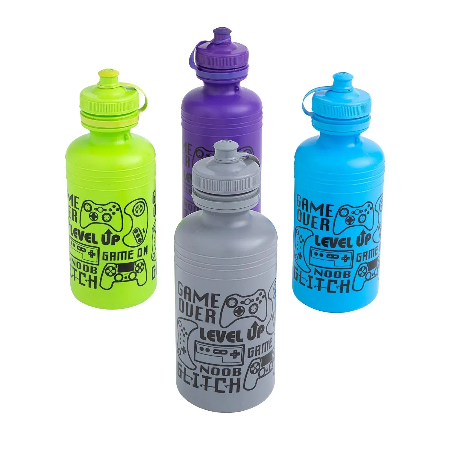 Classic Portable Multicolor Gamer Tumbler - 7.5" 16 oz. BPA-Free Reusable Plastic Water Bottle, 12 Ct.