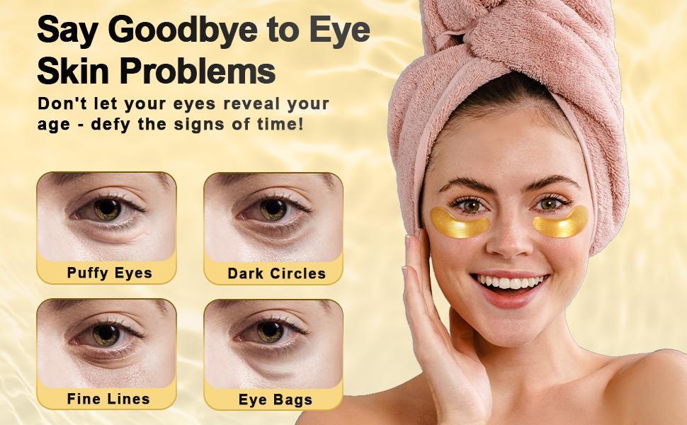 [Tibobo Official] Collagen Golden Faded Eye Patches,24pairs/Box Moisturizing 24k Mask For Youthful Look,Soothing Calming Hyaluronic Moisture Gel Radiant Moisturizer Hydrating Hydrate