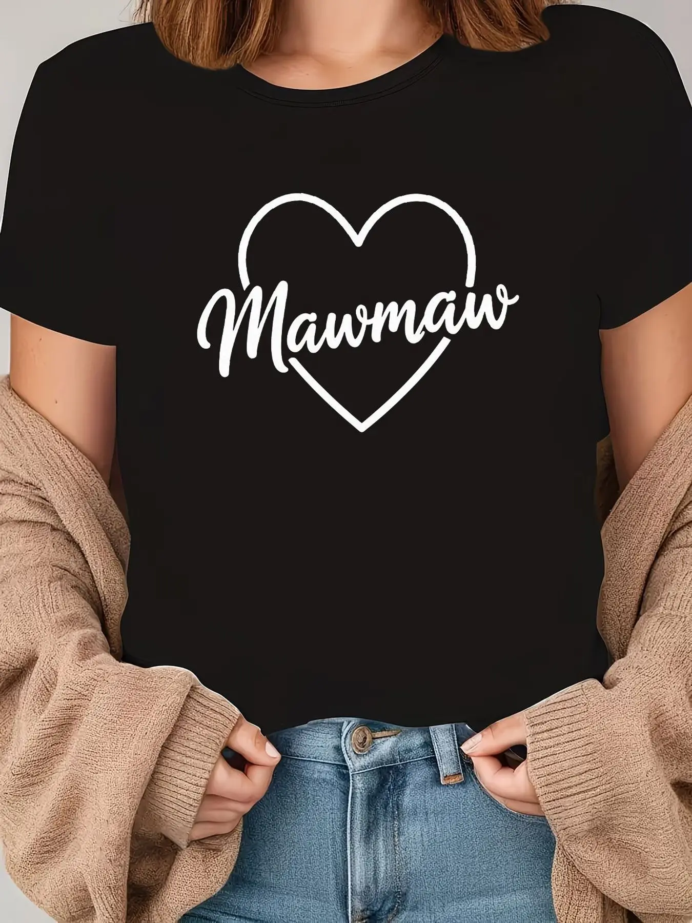 Y2K Graphic T-Shirt for Women - Cute Heart Mawmaw unisex soft cotton short sleeve t shirt, vintage graphic casual tee for men women teens, perfect birthday holiday gift for camping travel gym daily street  wear
