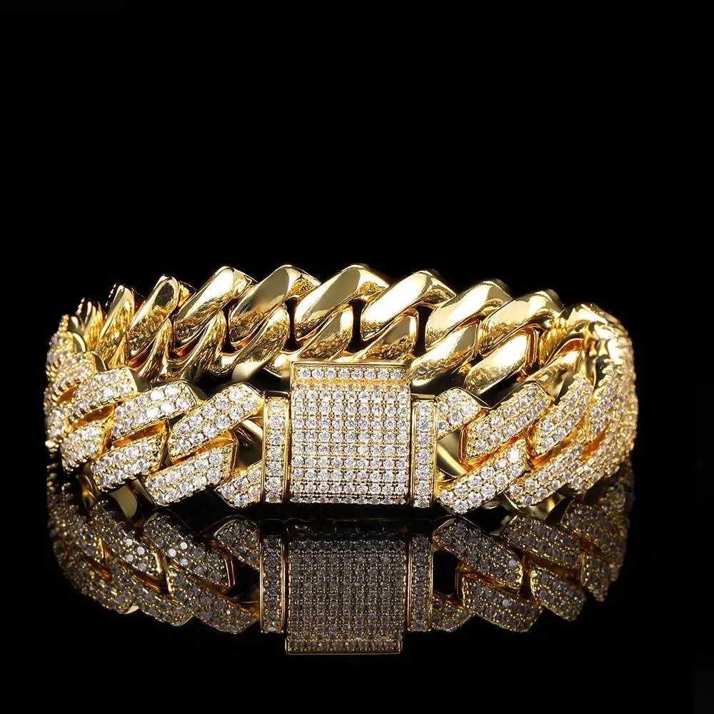 Men's 14MM Cuban Link Jewelry, Beautiful Iced Out Design with High Quality Prong Set CZ, Gift-Boxed Accessory, High Quality Bracelet, Beautiful Bracelets, Prong Cuban Bracelet