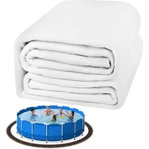 24FT Round Pre-Cut Heavy Duty White Pool Liner Pad, Seamless Above Ground Pool Liner, Durable Geotextile Material with Puncture Protection, Extend Liner Life