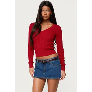 Ashlee V Neck Cable Knit Top