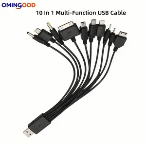 Universal USB Multi Plug Charger Cable 10-In-1 for Smartphone Cellphone Electronic Samsung Xiaomi Huawei Google Oppo Vivo, Durable Fast Charging USB C Compatible Sync Cable