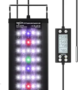 SEAOURA SR-666 Programmable LED Aquarium Light with Thermometer Full Spectrum 48W for 48-54 Inch Planted Tanks 7 Monochrome WRBG Colors IP68 Waterproof 24/7 Auto On/Off Cycle Mode fish tank light aquarium accessories