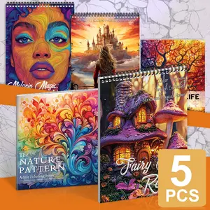 5-Pack Anti-Stress Coloring Book Set for Adults - Relaxation & Stress Relief with High-Quality Intricate Designs | Magic House, Character & Nature Themes | Ideal for Parties, Holidays, Halloween & Christmas - Fun & Creative Art Activity, Coloring Supplies