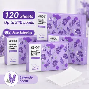 KEICE Scented Compact Multi-Purpose Laundry Fabric Care Sheets, 4 Boxes (120 Sheets Total), Up to 240 Loads, Fast-Dissolving, For Clothes & Blankets