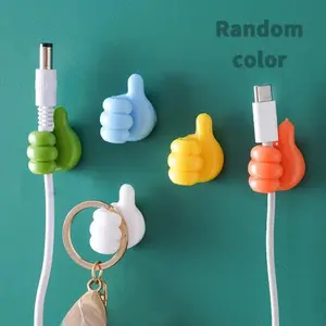 【4 PCS】Thumb Wall Hook,4 Counts Cute Decorative Self Adhesive Cable Hook, Cable Clip Hook, Cable Organiser, Desk Cable Organizer, Office Desk Accessories, Bedroom Accessories, Room Decor, Home Decor, Gift for Girlfriend, Gift for Boyfriend, Mens Gifts