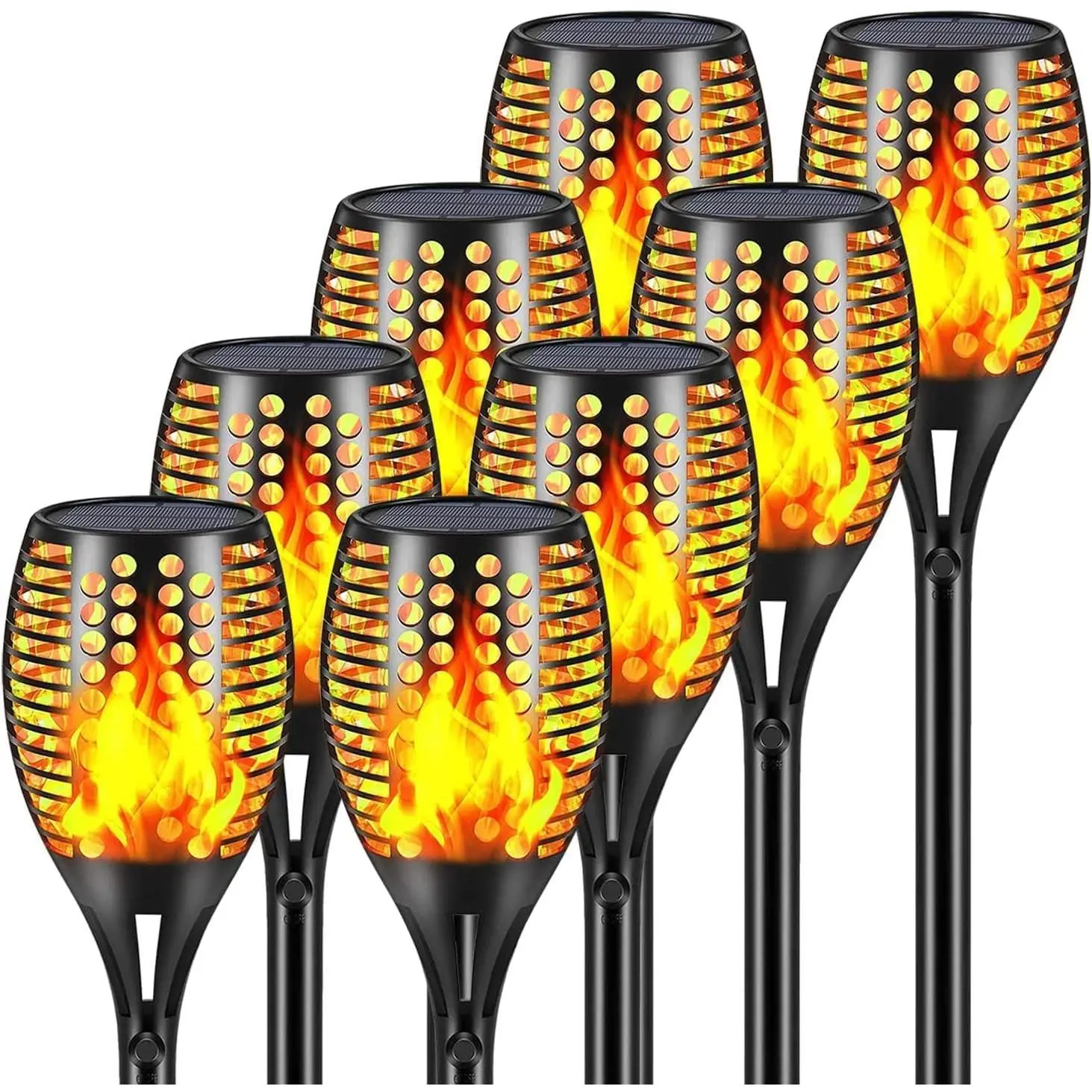 8 PCS Upgraded Larger Solar Torch Lights, Waterproof Outdoor Dancing Flames Light, Flickering Flames Garden Lights, Landscape Decoration Pathway Patio Lights