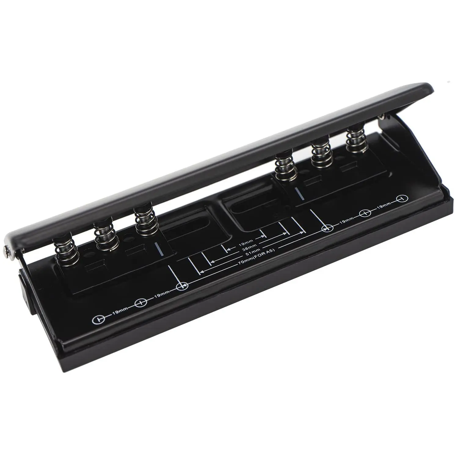 Metal Adjustable 6-Hole Paper Puncher, A5 A6 A7 6 Ring Punch with Positioning Mark, 6 Sheet Capacities Puncher for Dairy Planner, Personal, Agenda, Binder Refill Pages (Black)