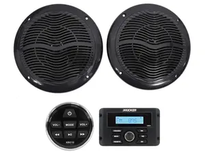 KICKER KMC3 Digital Media Receiver w/Bluetooth+Remote+(2) 6.5" Black Speakers