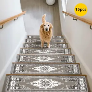 15pcs Non-Slip Durable Stair Mats Set, Home Use Stair Carpet, Anti-Slip Pad, Stair Protection Mat, Decorative Stair Step Pads