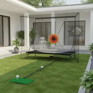 10' x 8' Complete Golf Simulator Enclosure Set, All-In-One Home Golf Training Package with Practice Mat, Hitting Net, Targets and Automatic Ball Return System, Versatile Swing, Driving and Chipping Aid for Indoor and Backyard Golf Practice