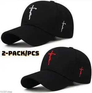 Christian Graphic 2-Pack Adjustable Crossover Couple Cap Set - Church Style, Faith-Based Graphics, Adjustable Shoulder Straps, UPF 50+ Solar Protection, for Outdoor & Everyday Wear, Church Style Hats