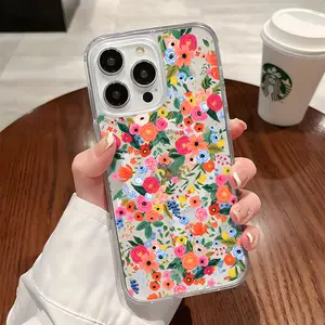 Cute Color Floral Pattern Clear Wireless Charging Protection Shockproof Slim Magnetic Phone Case For iPhone 16 15 Pro Max 14 14Pro 13 12 11 X Plus Y2k