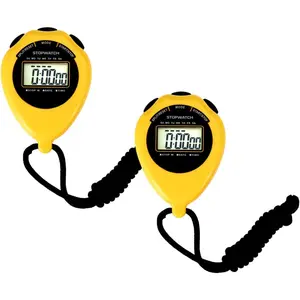 Stopwatch  Timer, 2 Pack Large Display Digital Stopwatch Timer with Date Time, No  Silent Easy to Set Stopwatches for , Coaches, , Swimming and Running (Yellow)