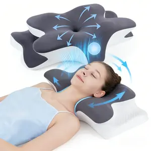 Contoured Neck Pillow, Unscented Supportive Memory Foam with Cooling Cover, Unscented Supportive Memory Foam with Cooling , Zoned Design & Extra-Large Armrest for Deep Sleepers & Side/Stomach/Back Sleepers #GLOBAL PICKS Double-Sided Contoured Neck Pillow