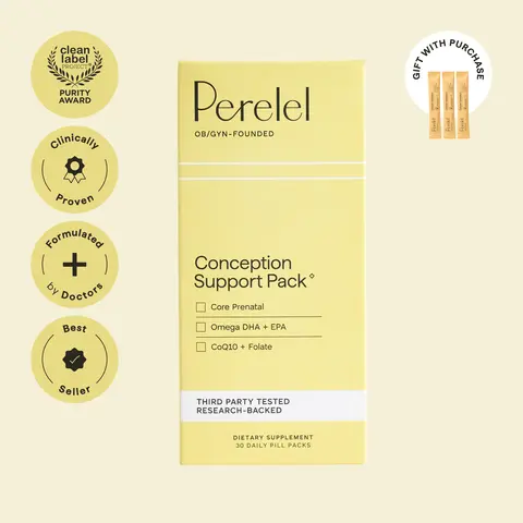 Perelel Conception Support Pack –  Gift with purchase – TTC Fertility Vitamins with CoQ10, Folate & DHA, No Nausea Formula –  Formulated by top fertility doctors – 30 Day Supply