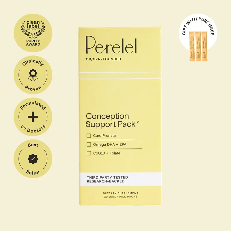 Perelel Conception Support Pack – Gift with purchase – TTC Fertility Vitamins with CoQ10, Folate & DHA, No Nausea Formula – Formulated by top fertility doctors – 30 Day Supply