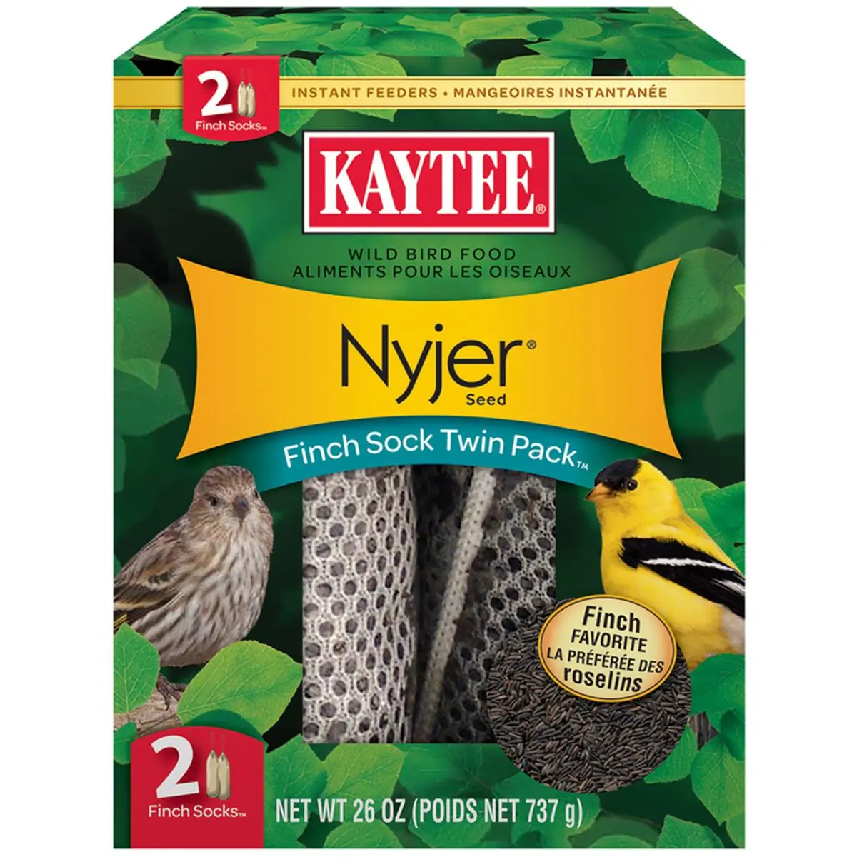 26 oz Finch Sock Bird Feeder, Pack of 2