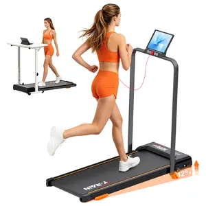 2-in-1 Under Desk Treadmill - Silent Servo Motor Walking Pad, Foldable Portable Running Machine for Home Office, Installation-Free Slim Treadmill for Small Spaces