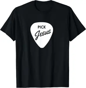 100% Cotton Guitar Pick Jesus T-Shirt T-Shirt