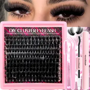 150Pcs Volume Eyelash Clusters, 130D Extra Thick False Eyelash, 10-18mm Mixed Length Ultra-Thick Lashes, D Curl Fluffy Volume DIY Cluster Lashes, Dramatic Effect, Reusable, Dense Styles Lash for Daily Wear, Christmas, Wedding, DIY Volume Eyelashes