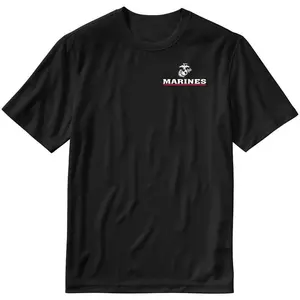 Gildan Men's Cotton Short-Sleeve Relaxed Fit USMC Marine Corps Combat Charged Red Line Tshirt - Menswear, Streetwear, Ribbed Classic Vibe, Patriotic EGA Chest Seal, Casual Unisex Military Graphic Tee