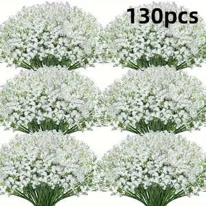 130pcs Luxurious Artificial Plastic Faux Flowers Youngsters's Breath Flowers - Perfect for Valentine's Day & Home Decor