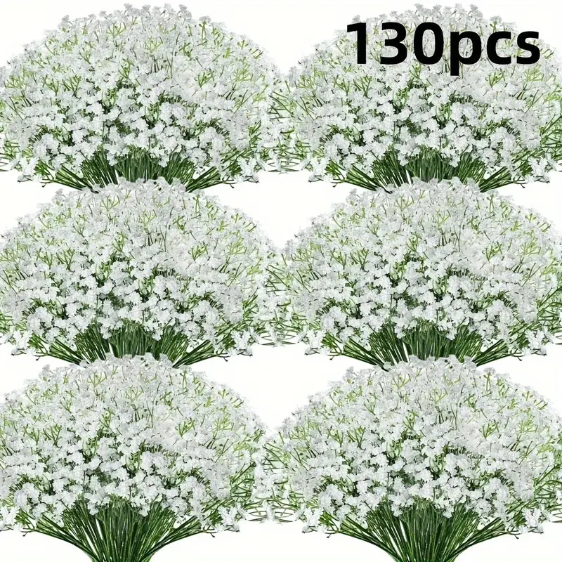 130pcs Luxurious Artificial Plastic Decorative Faux Flowers Youngsters's Breath Flowers Faux Flower Decoration - Perfect for Valentine's Day & Home Decor