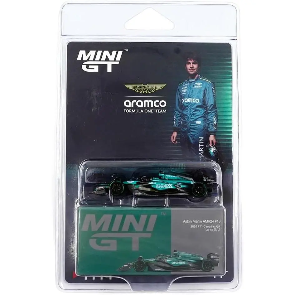 Mini GT 1:64 Aston Martin AMR24#18 Lance Stroll 2024 F1 2024 Canadian GP Diecast Model Car Limited Edition MGT01114