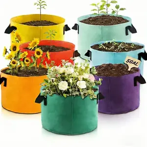 7-Pack 5 Gallon/10 Gallon Non-Woven Fabric Plant Bags, Breathable Thickened Garden Veggie Flower Pots, Balcony Vegetable Planter Bag, Breathable Planting Container