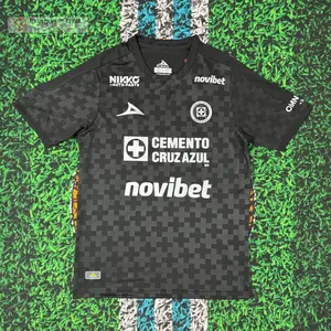 2526 Cruz Azul Third Away Black Short-Sleeve Soccer Jersey, Liga MX Athletic Active Tops, Breathable Athletic Top, Casual Sport Jersey