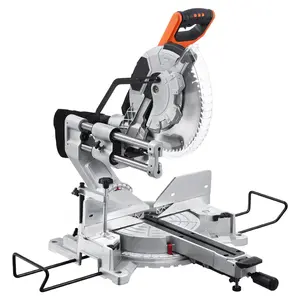 Sliding Compound Miter Saw, 12-Inch Blade, 15 Amp Motor, 60-Tooth, Corded Double Bevel Sliding Miter Saw, LED Precision Alignment, Angle Adjustable, for Wood, Composite Decking, Laminates