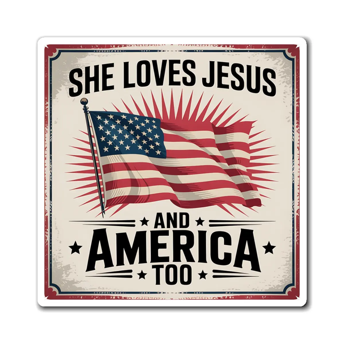 Patriotic Jesus Magnets, USA Flag Magnet, Christian Home Decor, Religious Gifts, Americana Kitchen Magnet