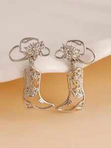 2pcs Western Cowboy Hollow Boot Earrings, Fashionable & Unique For Daily Wear And Festivals, Hollow Boot Shape Earrings Jewelry