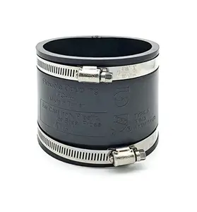 Flexible Rubber PVC Coupling Parallel with Stainless Steel Clamps 4 inch Black for Cast Iron Plastic or Steel Pipes