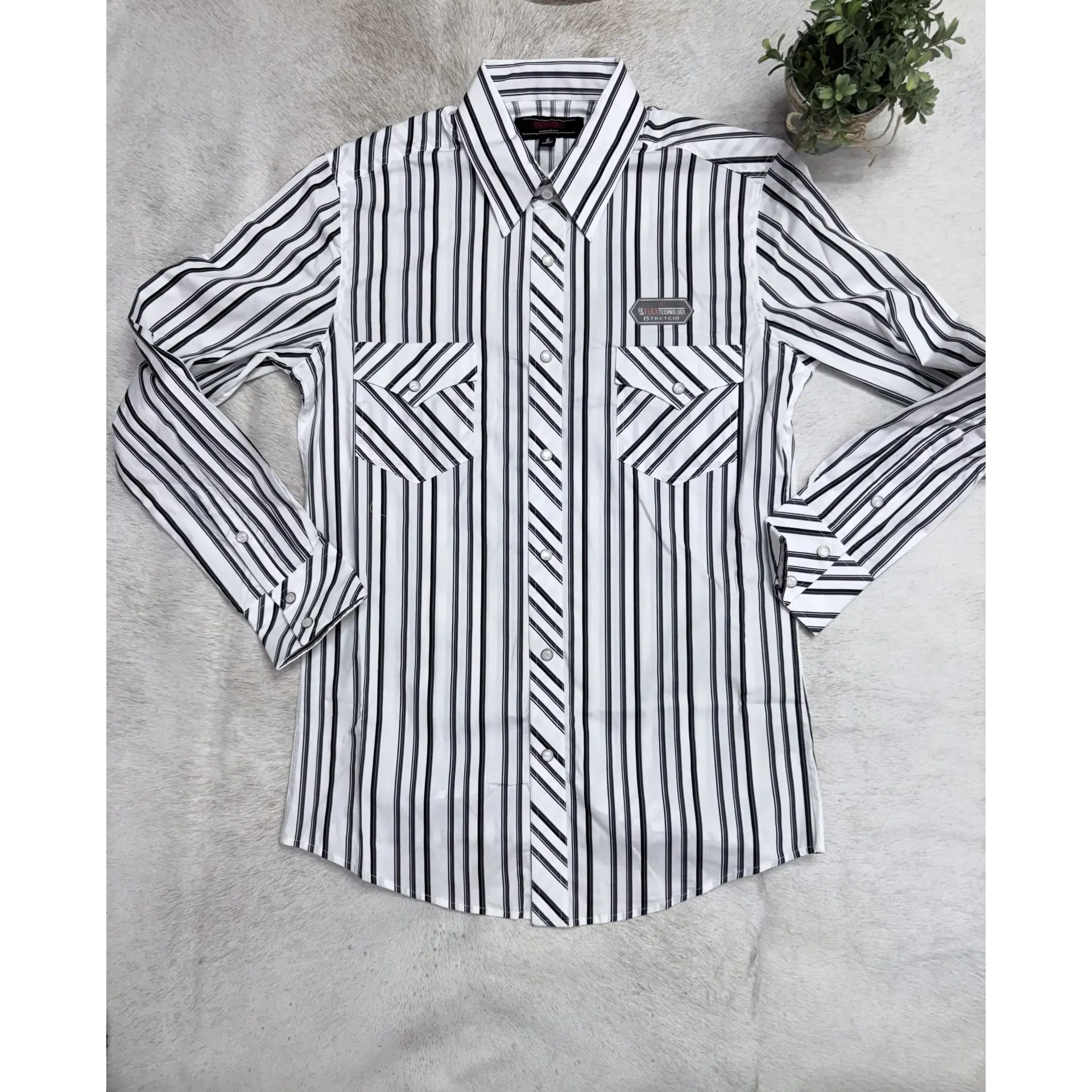 Men's F26 Stripe Printed Long Sleeve Snap By Rock and Roll Denim