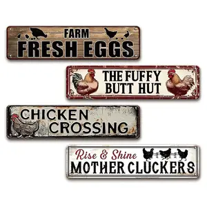 Chicken Coop Style Metal Tin Sign, Decorative Hanging Plaque, Farmhouse Chicken Pattern Wall Art Poster, Wall Decor for Farm, Chicken Coop, Home Decor, Room Decoration, Vintage Decor, Rustic Farmhouse Design