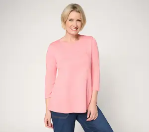 LOGO by Lori Goldstein 3/4 Sleeve Seamed Top