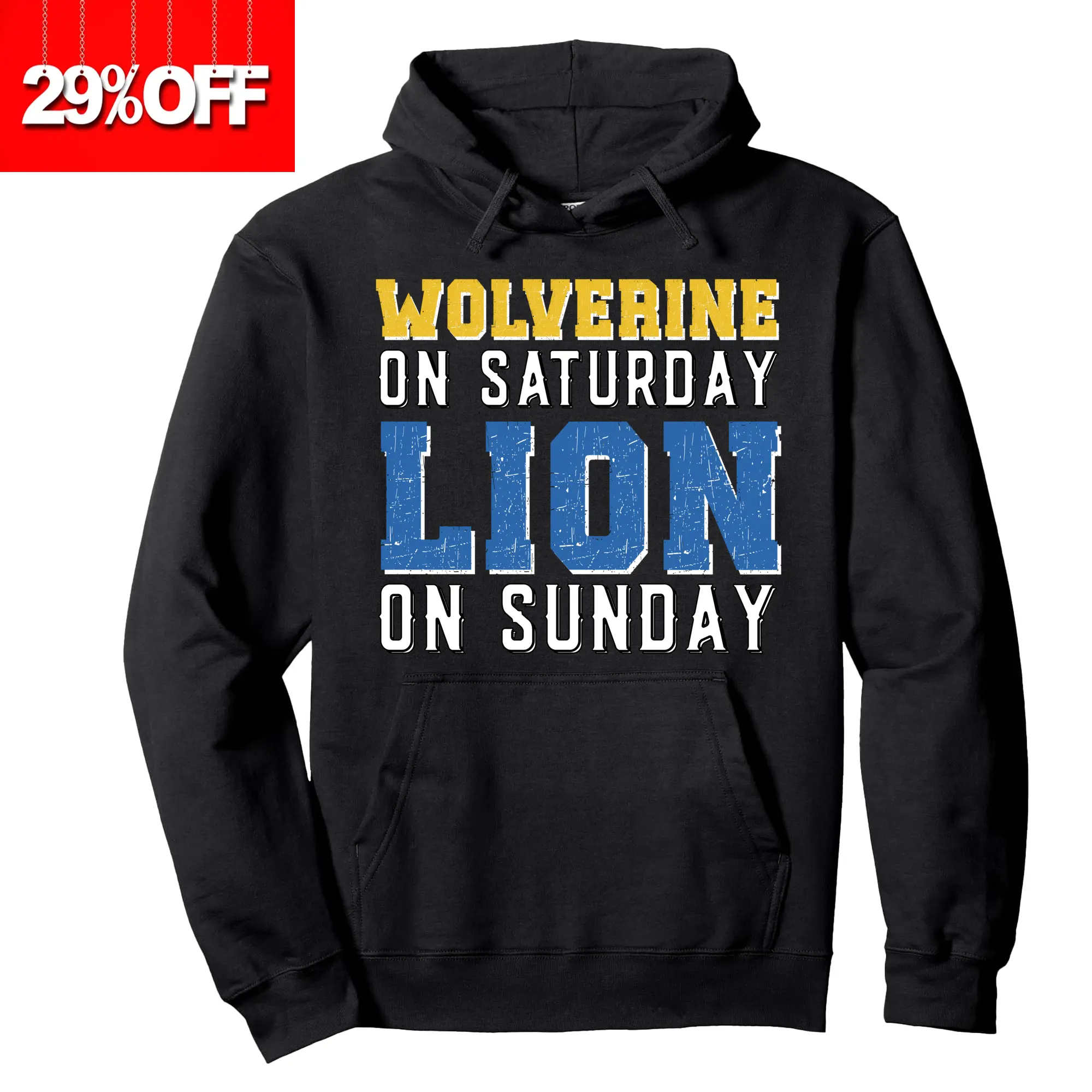 Wolverine On Saturday Lion On Sunday Funny Design Pullover Hoodie