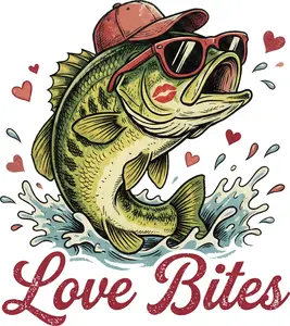 DTF Transfer – DH Love Bites Fish Multi Sizes
