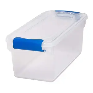 Homz 7.5 Quart Secure Latching Clear Plastic Stackable Storage Container, 5 Pack Boxes Household